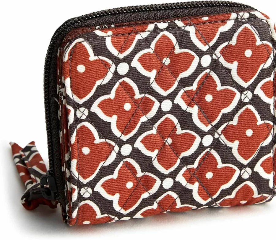 Vera Bradley Women's Small Zip-Around Wallet Premium Cotton Compact Wristlet Clutch
