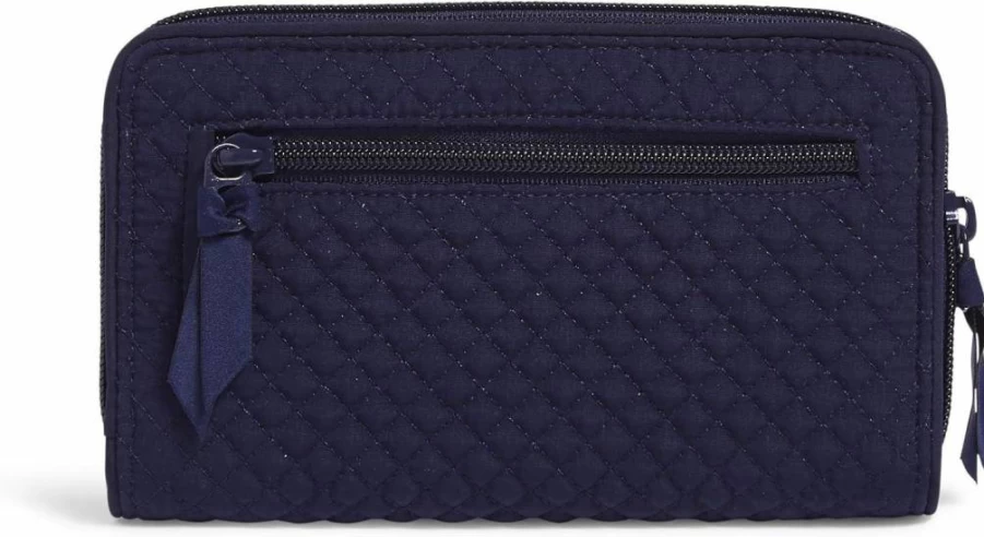 Vera Bradley RFID Blocking Turnlock Wallet for Women - Slim Microfiber Design in True Black