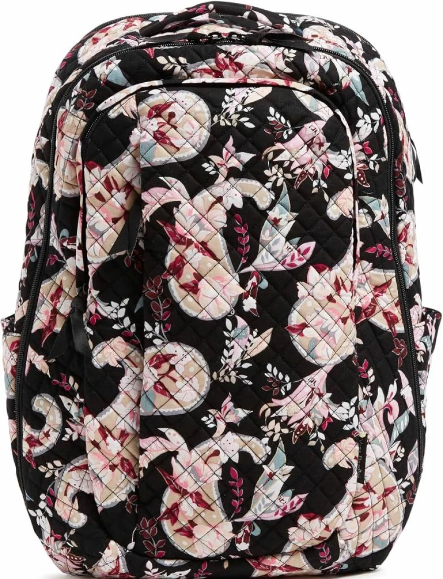 Vera Bradley Magnifique Floral Cotton Large Travel Backpack for Women Stylish Carry-On Bag