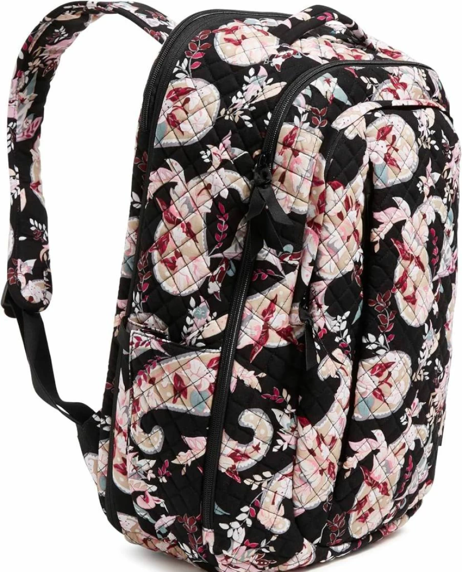 Vera Bradley Magnifique Floral Cotton Large Travel Backpack for Women Stylish Carry-On Bag