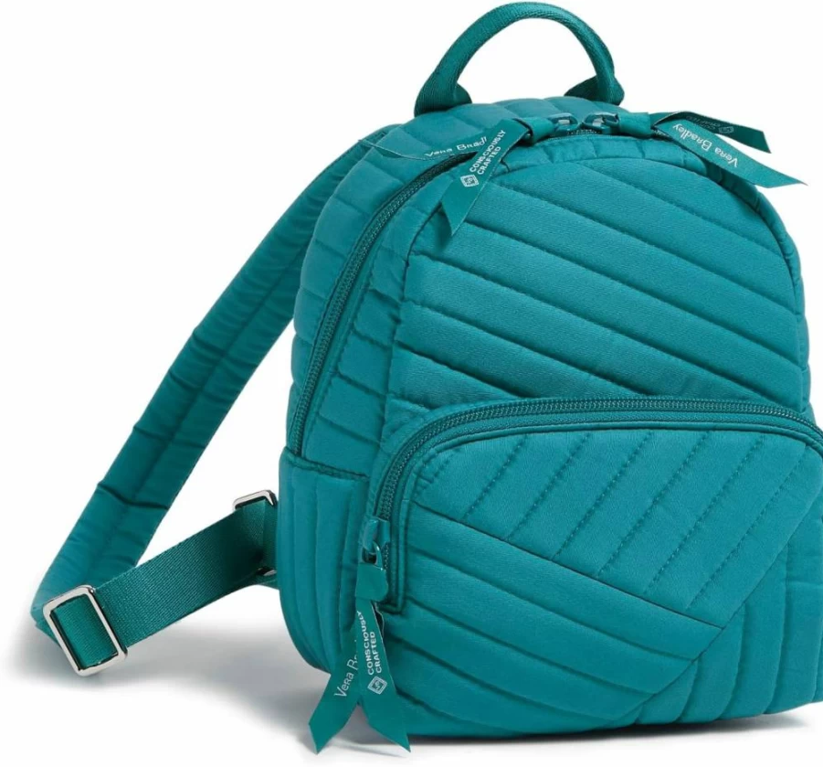 Vera Bradley Magnifique Floral Cotton Mini Backpack - Lightweight Women's Purse for Travel & Everyday Use