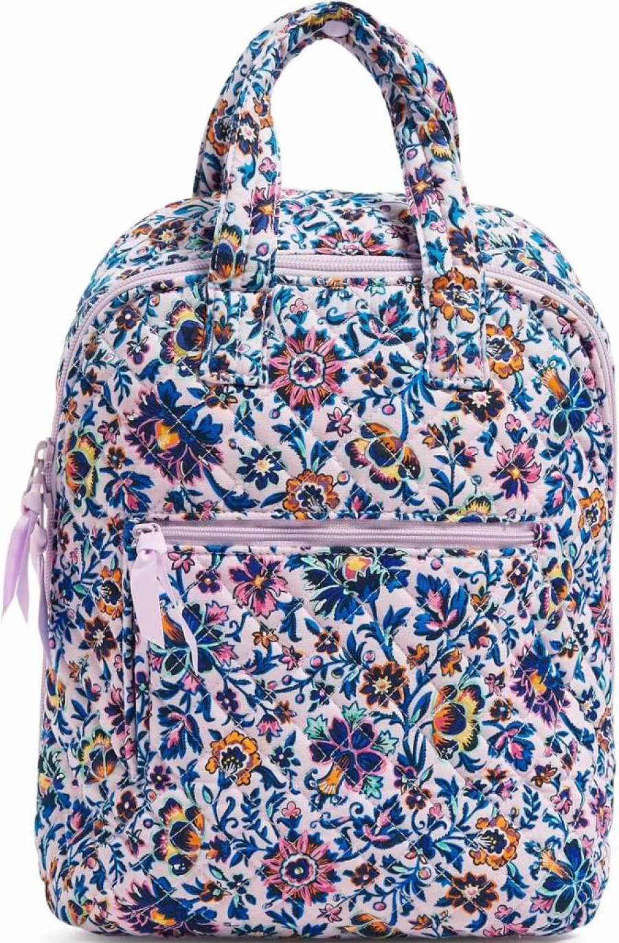 Vera Bradley Women's Mini Backpack - Sea Air Floral Print, Recycled Cotton, Lightweight & Stylish, One Size