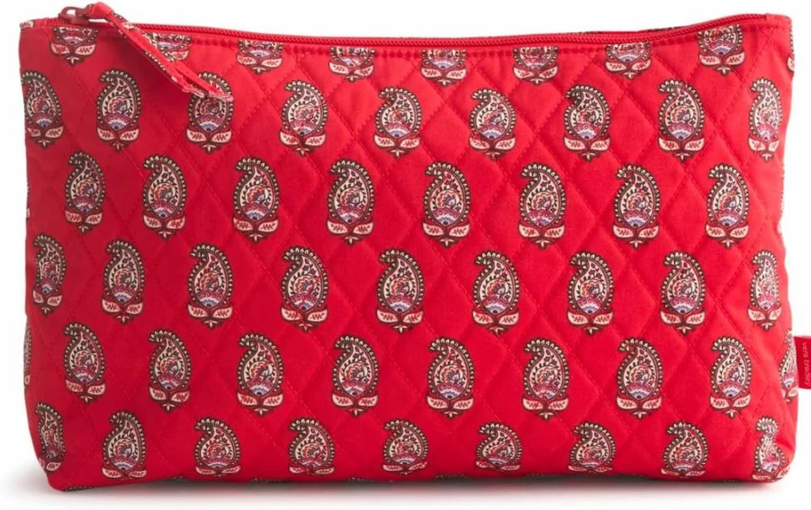 Vera Bradley Large Cotton Pouch – Premium Zippered Storage Bag for Travel & Organization
