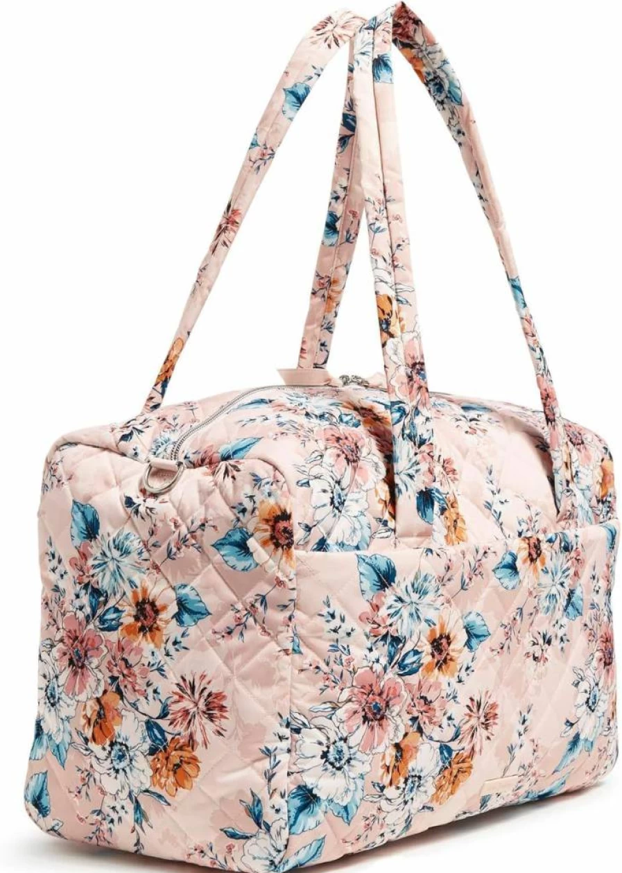 Vera Bradley Peach Blossom Bouquet Medium Travel Duffle Bag for Women - Lightweight Performance Twill, Spacious One-Size Carry-On
