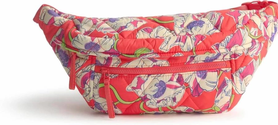 Vera Bradley Featherweight Portnoy Crossbody Bag in Swirling Poppies Print, Lightweight Belt Bag for Women