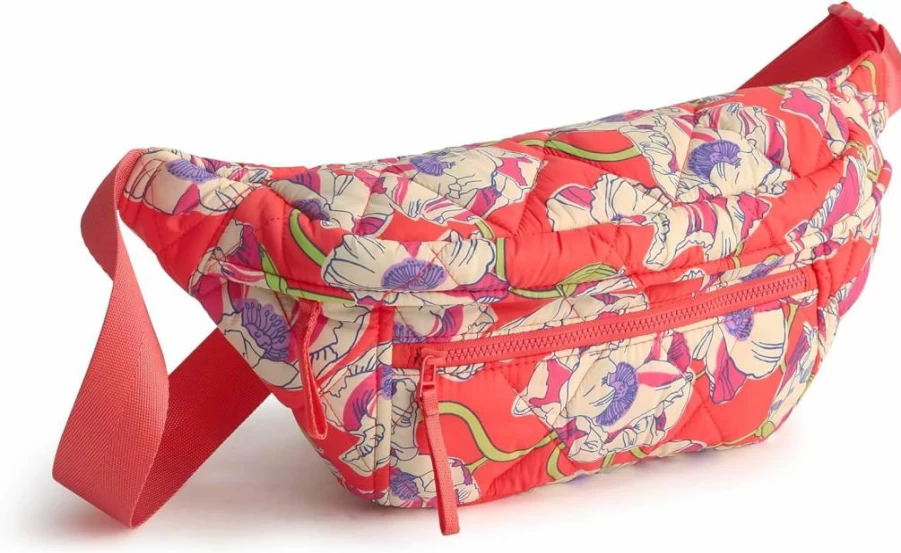 Vera Bradley Featherweight Portnoy Crossbody Bag in Swirling Poppies Print, Lightweight Belt Bag for Women