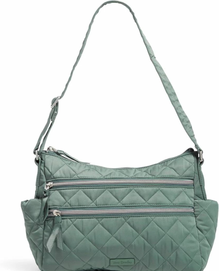 Vera Bradley Women's Triple Zip Shoulder Bag - Stylish Satchel Purse in Performance Twill Fabric