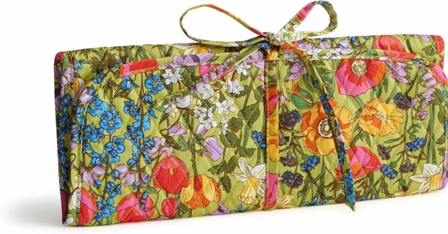 Vera Bradley Meadow Bouquet Cotton Hair Accessory Organizer | Premium Travel Storage Case for Hair Ties, Clips, and Headbands