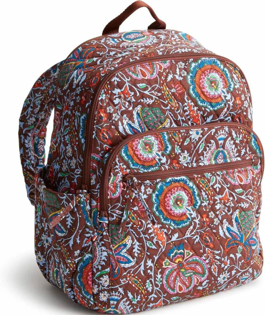 Vera Bradley Garden Paisley Cotton Backpack – Premium Bancroft Laptop Backpack for Women