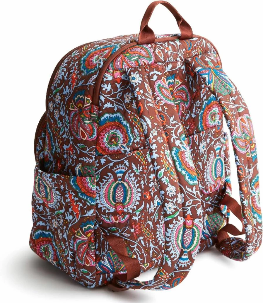 Vera Bradley Garden Paisley Cotton Backpack – Premium Bancroft Laptop Backpack for Women