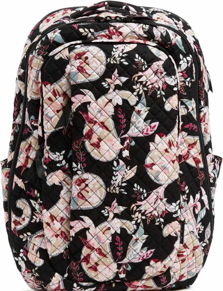 Vera Bradley Women's Large Recycled Cotton Travel Backpack - Amethyst Plaid, One Size, Lightweight & Spacious Carry-On Bag