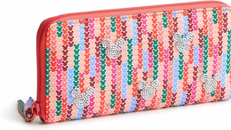 Vera Bradley Disney Mickey Meadow Stripe Nylon Continental Wallet for Women