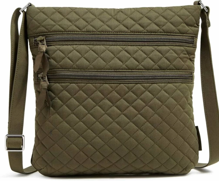 Vera Bradley Women's Triple Zip Cotton Crossbody Bag – Stylish Hipster Purse for Everyday Use