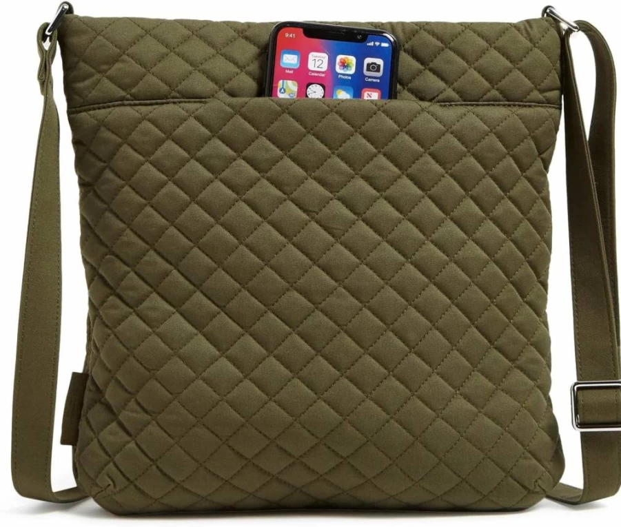 Vera Bradley Women's Triple Zip Cotton Crossbody Bag – Stylish Hipster Purse for Everyday Use