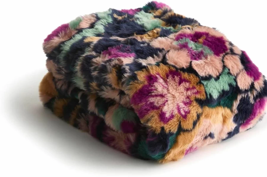 Vera Bradley Cozy Faux Fur Throw Blanket for Women - Soft Plush Luxury Blanket