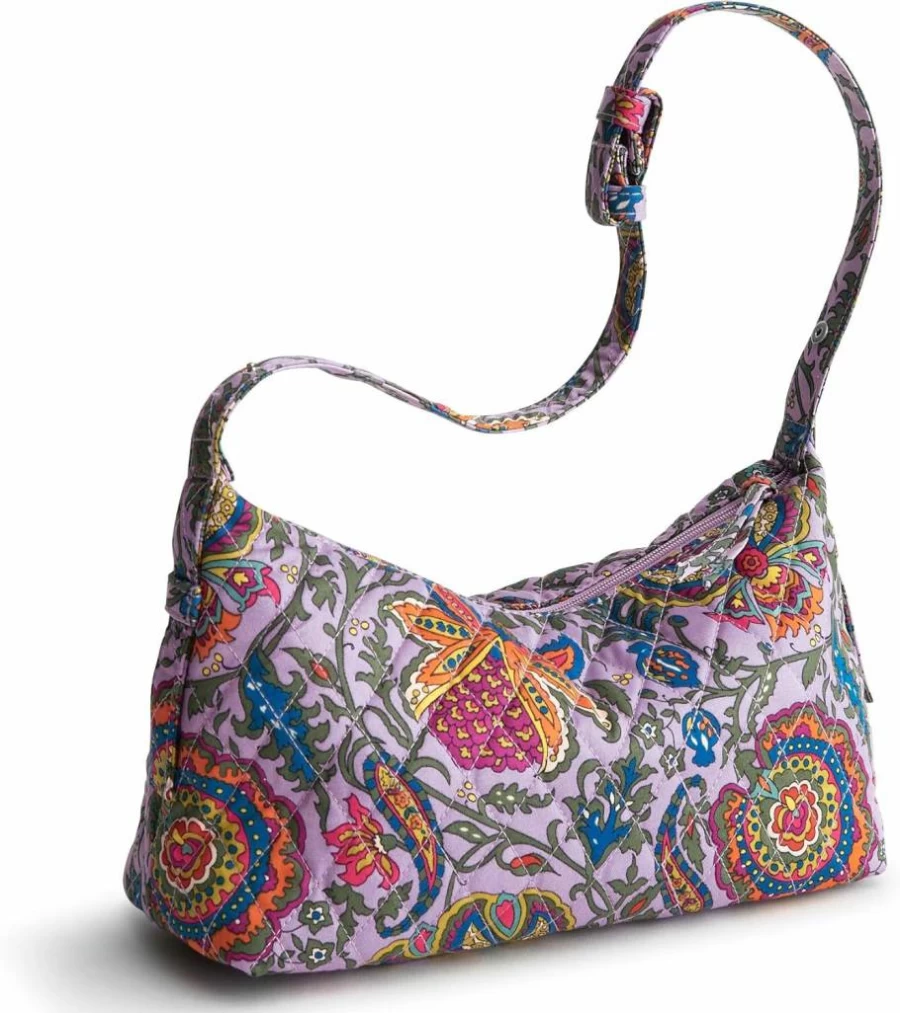 Vera Bradley Roxbury Crescent Cotton Tote Shoulder Bag - Premium Lightweight & Spacious Handbag for Women