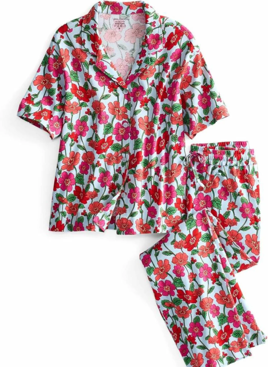 Vera Bradley Women's Mickey Mouse Cotton Pajama Set - Disney Sleepwear with Button-Down Top