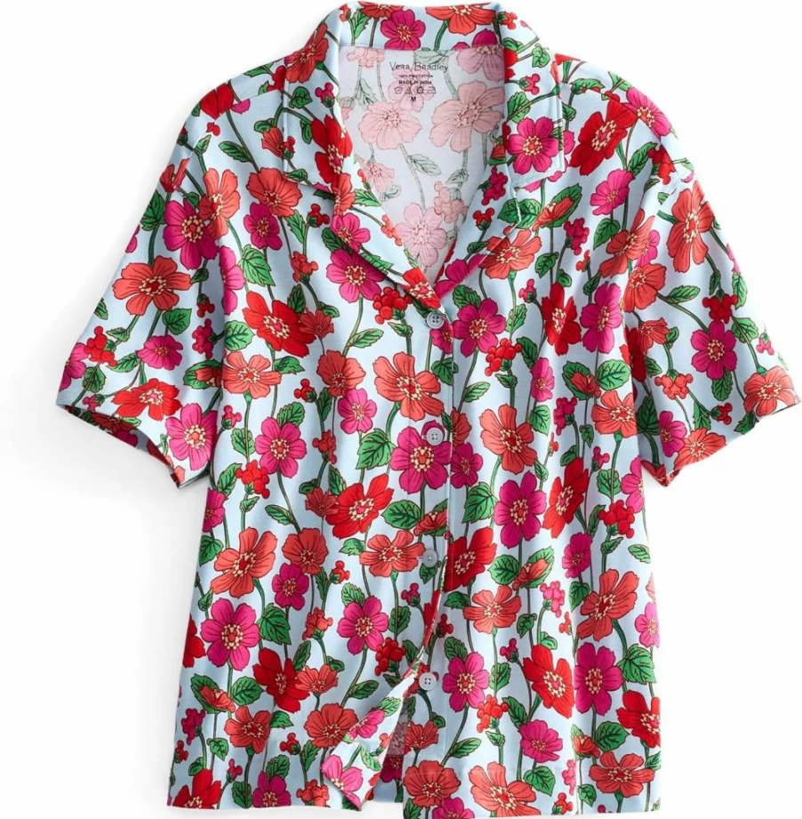 Vera Bradley Women's Mickey Mouse Cotton Pajama Set - Disney Sleepwear with Button-Down Top