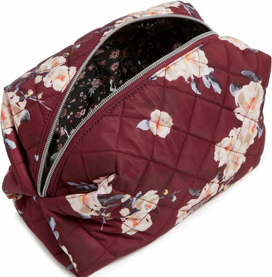 Vera Bradley Parisian Bouquet Large Makeup Bag – Performance Twill Cosmetic Organizer for Travel
