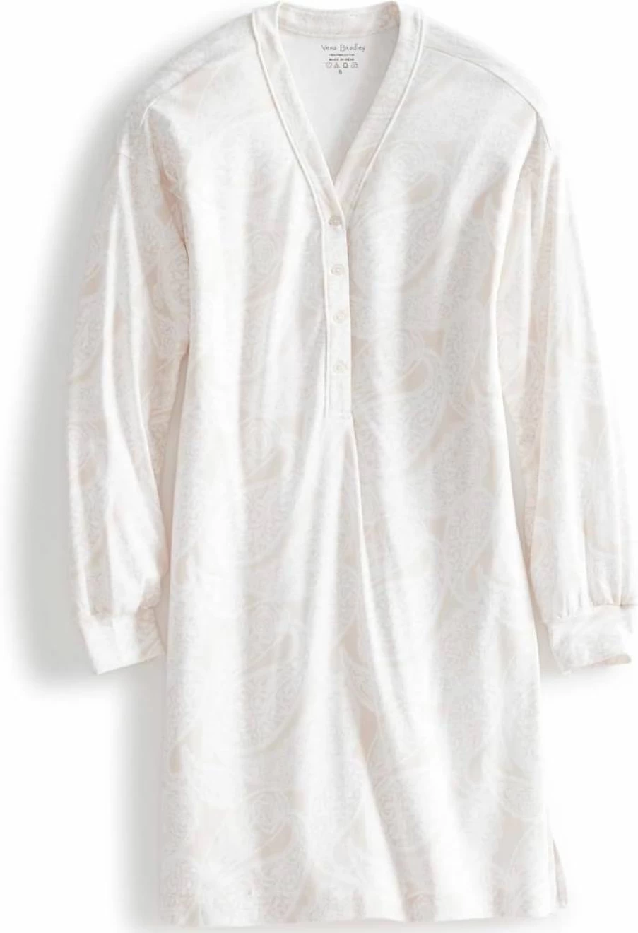 Vera Bradley Women's Soft Cotton Henley Nightgown - Comfortable Sleep Dress for Women