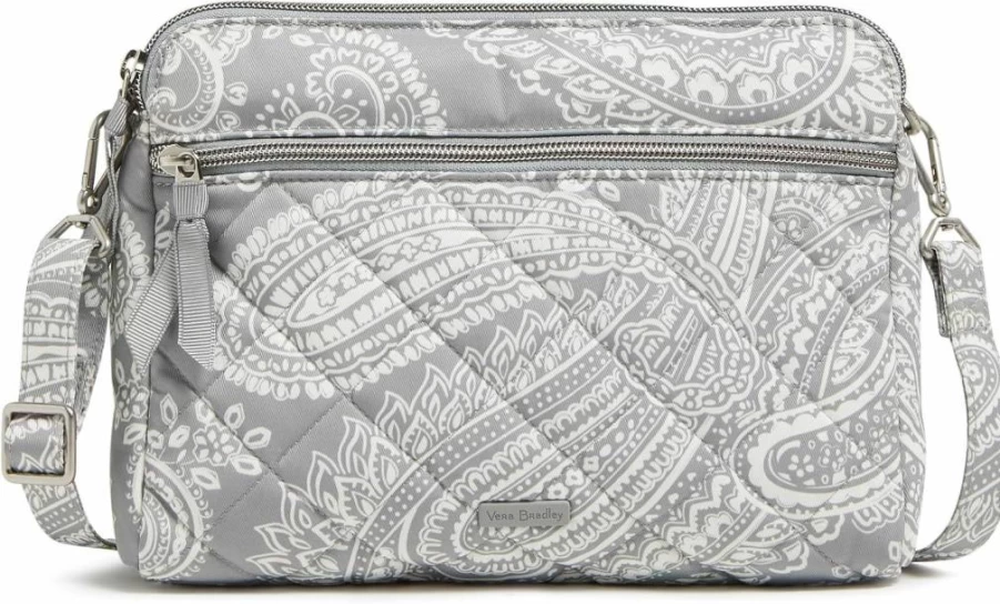 Vera Bradley Women's Crossbody Bag with Triple Compartment - Stylish Performance Twill Purse for Everyday Use