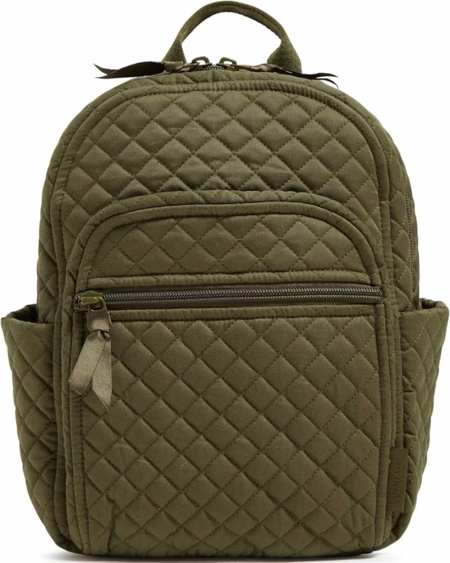 Vera Bradley Women's Small Cotton Backpack - Lightweight Travel Daypack, True Black, One Size Adjustable Shoulder Straps