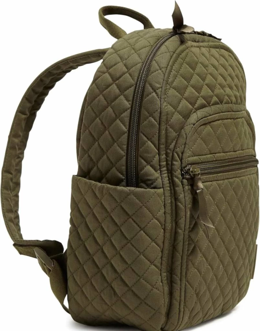 Vera Bradley Women's Small Cotton Backpack - Lightweight Travel Daypack, True Black, One Size Adjustable Shoulder Straps