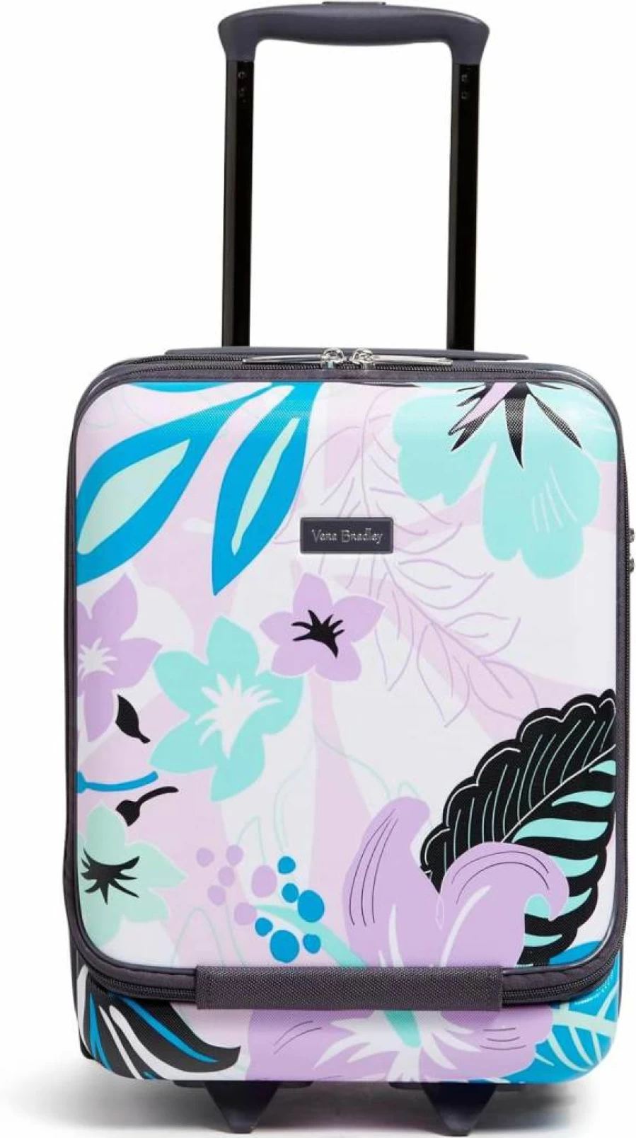 Vera Bradley Black Hardside Underseat Rolling Carry-On Luggage for Women, Compact One Size Travel Suitcase