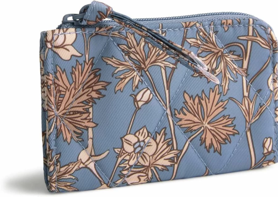 Vera Bradley Larkspur Delphinum Twill Zip Card Holder – Stylish & Compact Wallet Pouch for Cards