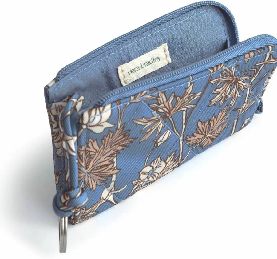 Vera Bradley Larkspur Delphinum Twill Zip Card Holder – Stylish & Compact Wallet Pouch for Cards