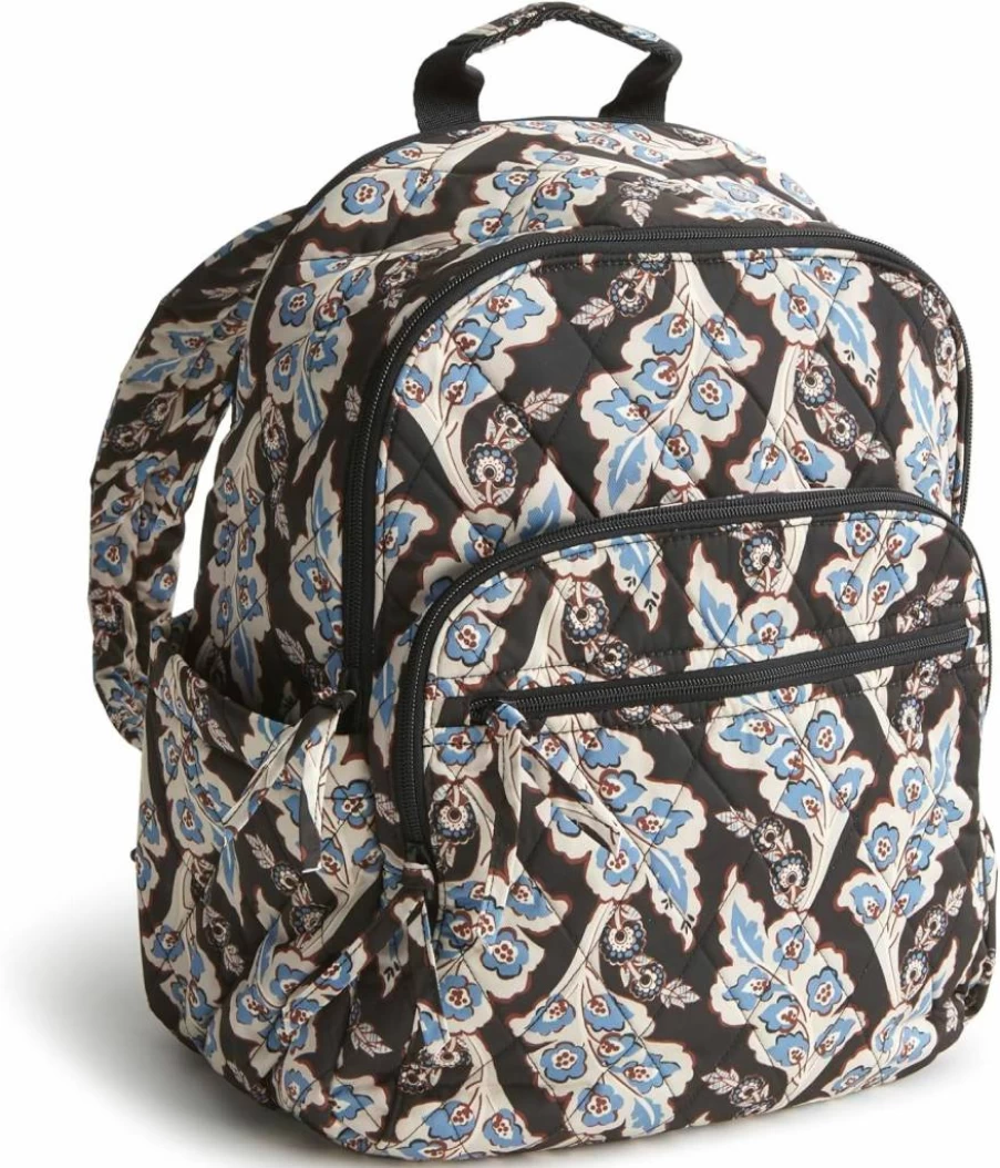 Vera Bradley Performance Twill Backpack - Lightweight Durable Bancroft Design in Soft Chambray Blue