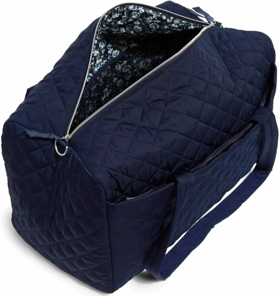 Vera Bradley Black Large Travel Duffle Bag for Women - Lightweight Performance Twill Carry-On Tote