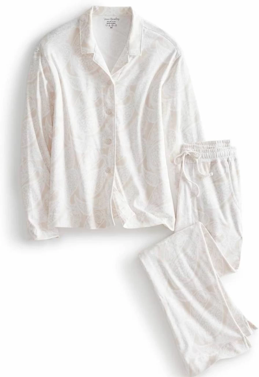 Vera Bradley Women's Soft Cotton Long-Sleeve Pajama Set - Comfortable Sleepwear Lounge Set