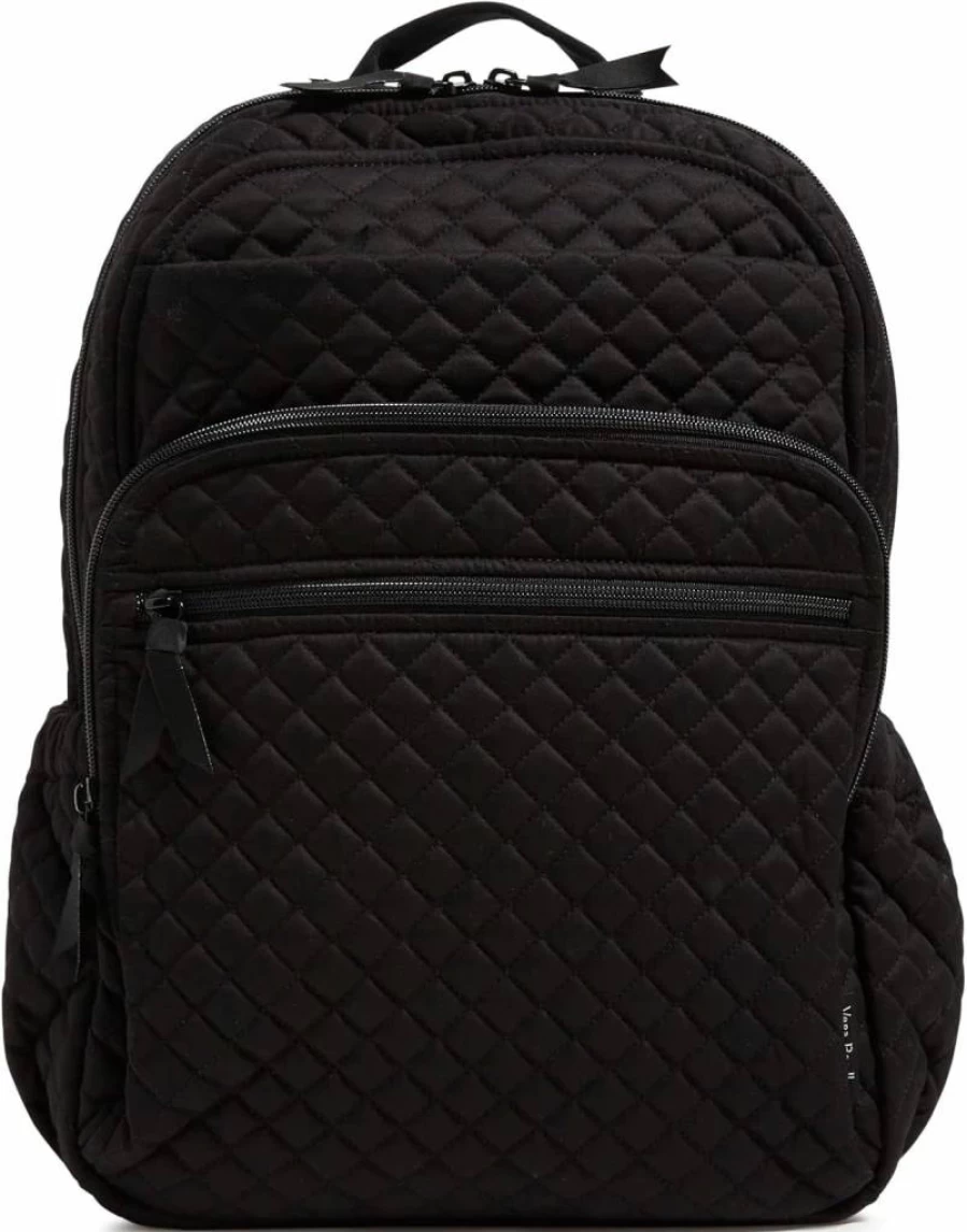Vera Bradley Black Cotton XL Backpack for Women - Spacious Campus Backpack, Lightweight & Durable, One Size Fits All
