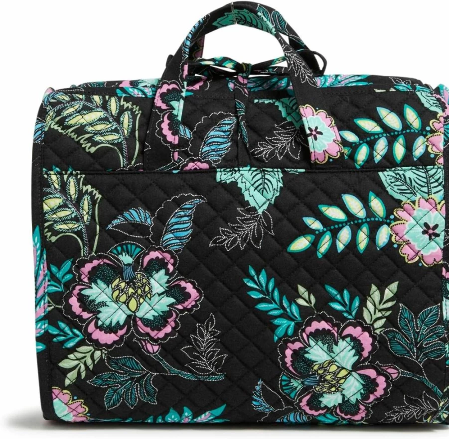 Vera Bradley Large Hanging Travel Organizer - Cotton Toiletry Bag for Women, Portable Cosmetic Case with Hooks, Spacious Storage for Toiletries and Accessories