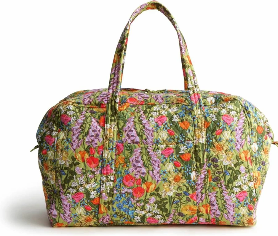 Vera Bradley Large Weekender Travel Bag - Premium Cotton Miramar Tote in Meadow Bouquet Floral Design