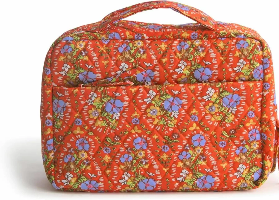 Vera Bradley Hanging Travel Toiletry Bag - Premium Cotton Cosmetic Organizer for Women, Portable Hanging Makeup Bag with Pockets, Water-Resistant Hanging Dopp Kit for Toiletries