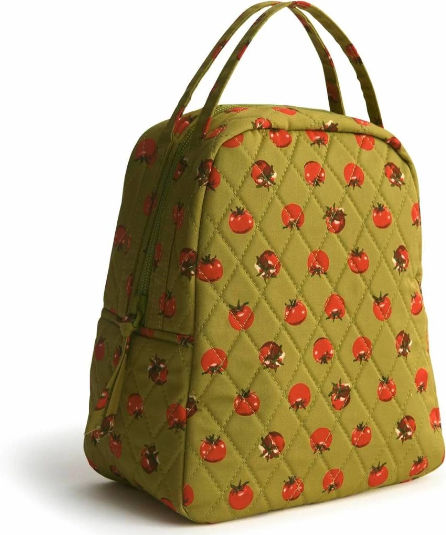 Vera Bradley Victorian Vines Insulated Cotton Lunch Box for Women & Men, Reusable Eco-Friendly Lunch Tote with Adjustable Strap, Premium Lunch Bag for Work, School, or Picnics