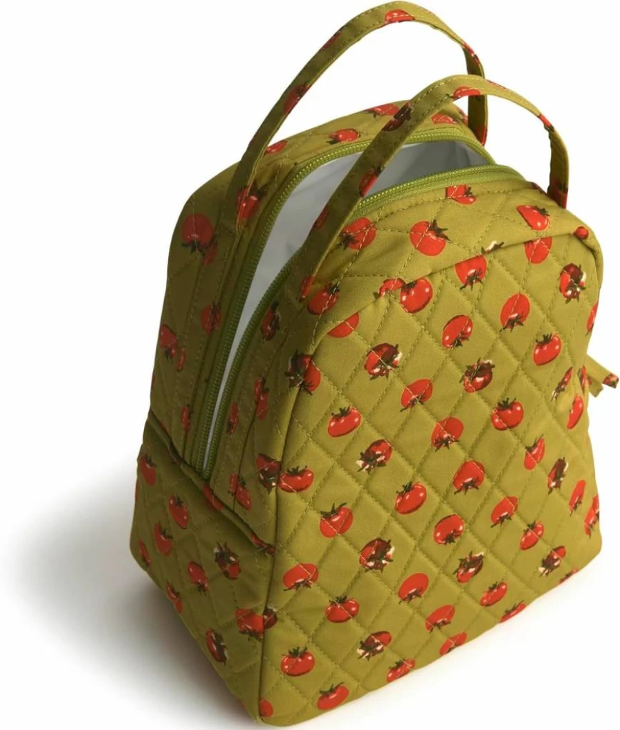 Vera Bradley Victorian Vines Insulated Cotton Lunch Box for Women & Men, Reusable Eco-Friendly Lunch Tote with Adjustable Strap, Premium Lunch Bag for Work, School, or Picnics