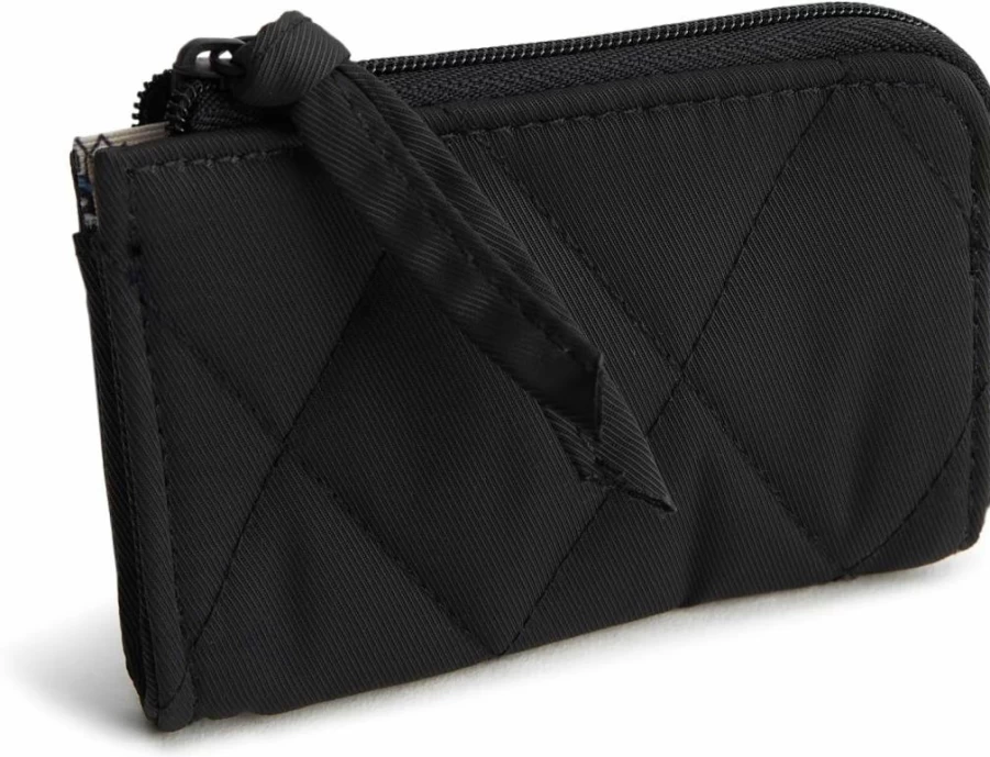 Vera Bradley Women's Twill Zip Card Holder – Compact RFID Wallet Pouch for Credit Cards & ID