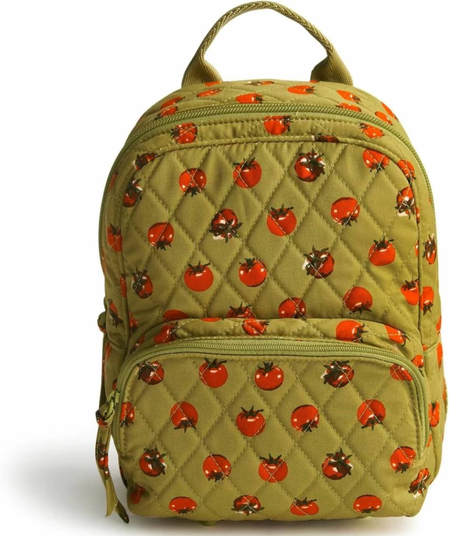 Vera Bradley Women's Floral Cotton Mini Backpack – Feather Accent Lightweight Bookbag, One Size
