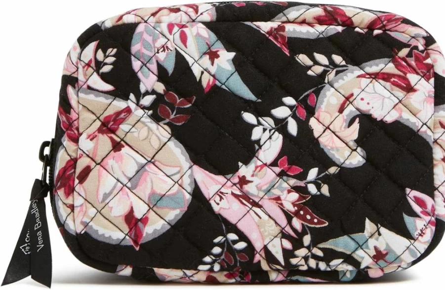 Vera Bradley Garden Green Leaf Cotton Jewelry Organizer Case – Portable Zip-Around Travel Pouch