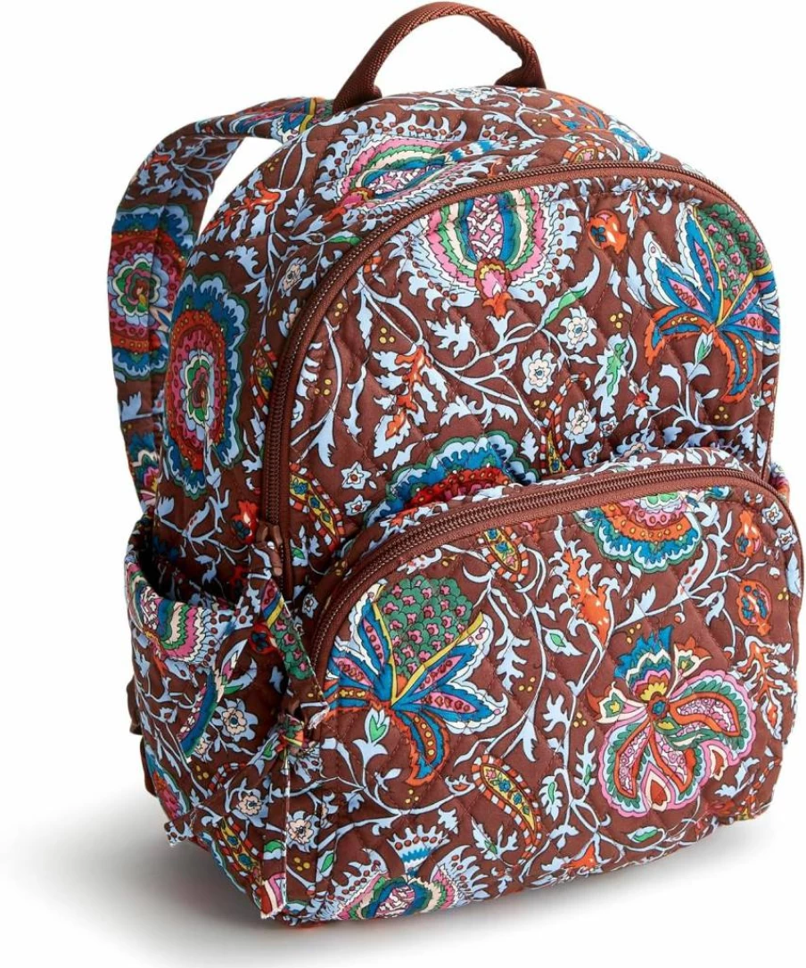 Vera Bradley Gemstone Paisley Small Cotton Backpack – Premium Banbury Style Lightweight Daypack for Women
