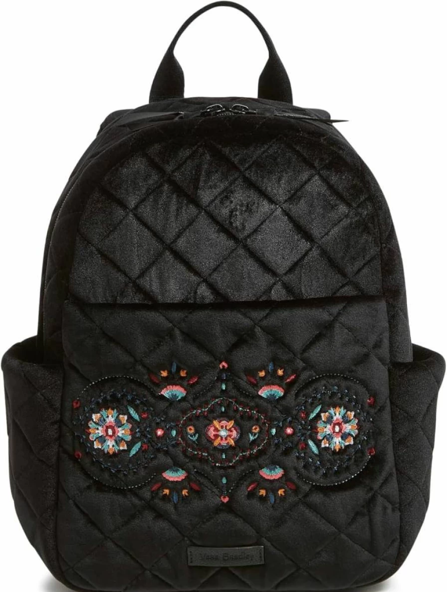 Vera Bradley Women's Small Velvet Backpack - Holiday Winter Bookbag, One Size, Festive Seasonal Gift