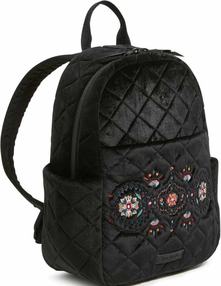 Vera Bradley Women's Small Velvet Backpack - Holiday Winter Bookbag, One Size, Festive Seasonal Gift