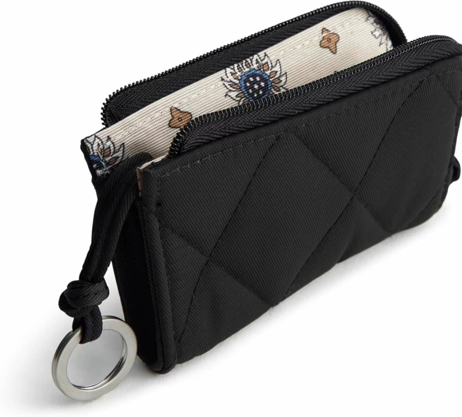 Vera Bradley Women's Twill Zip Card Holder – Stylish & Compact Wallet Pouch for Cards & Cash