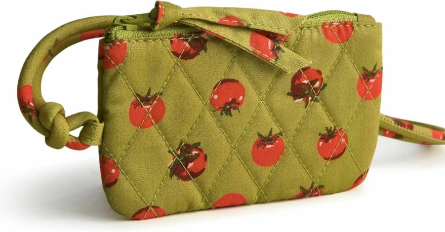 Vera Bradley Tiny Tomatoes Palm Cotton Zip Pouch with Lanyard Keychain
