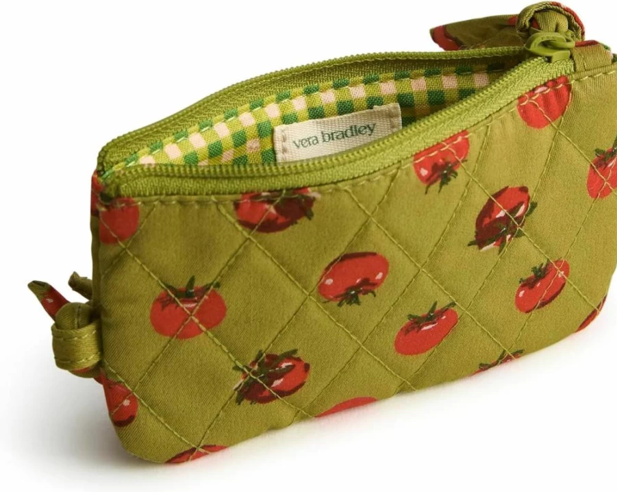 Vera Bradley Tiny Tomatoes Palm Cotton Zip Pouch with Lanyard Keychain