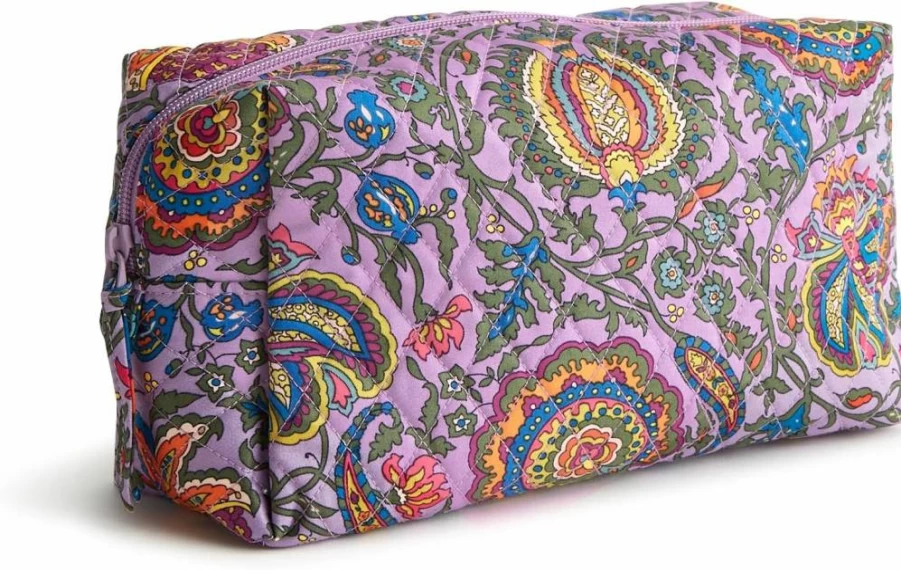Vera Bradley Women's Large Cotton Cosmetic Case | Travel Makeup Bag | Stylish Toiletry Organizer